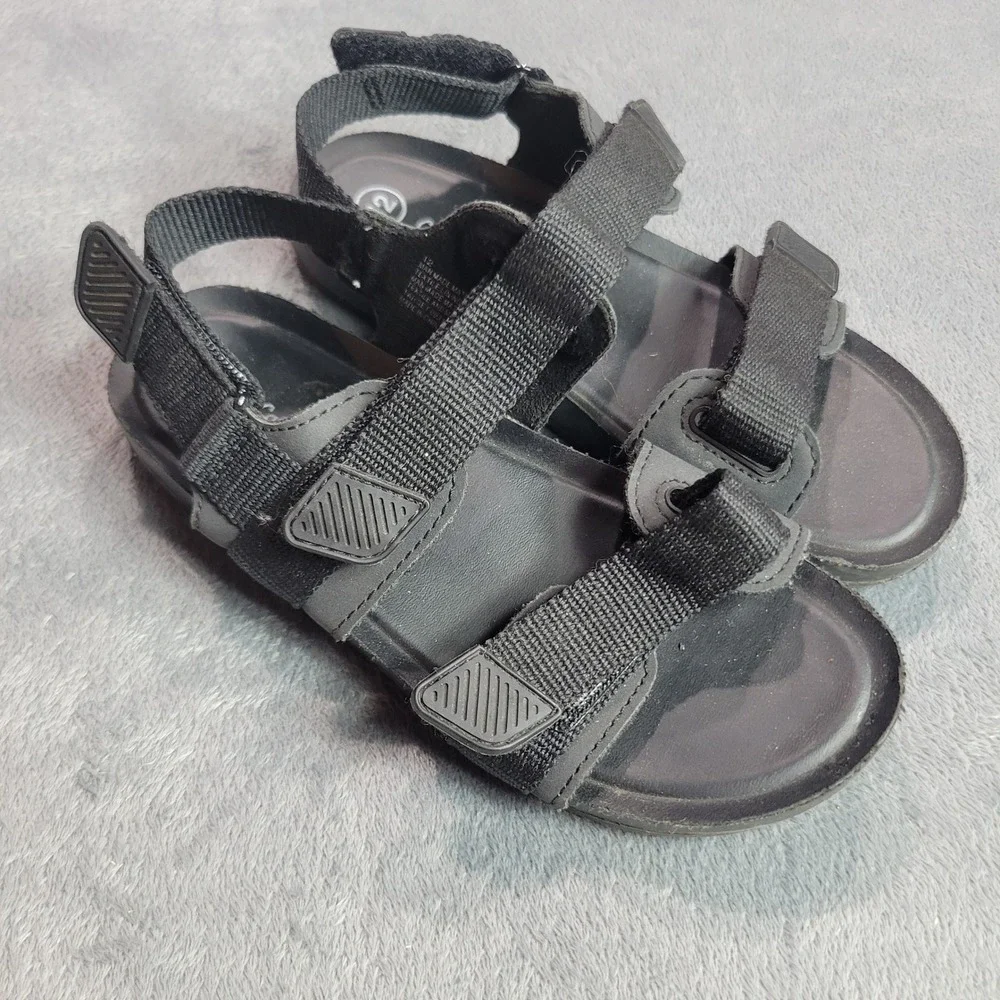 Cat &‎ Jack Kids Black Strappy Utility Sandals Hook Loop Size 12 Boys Girls